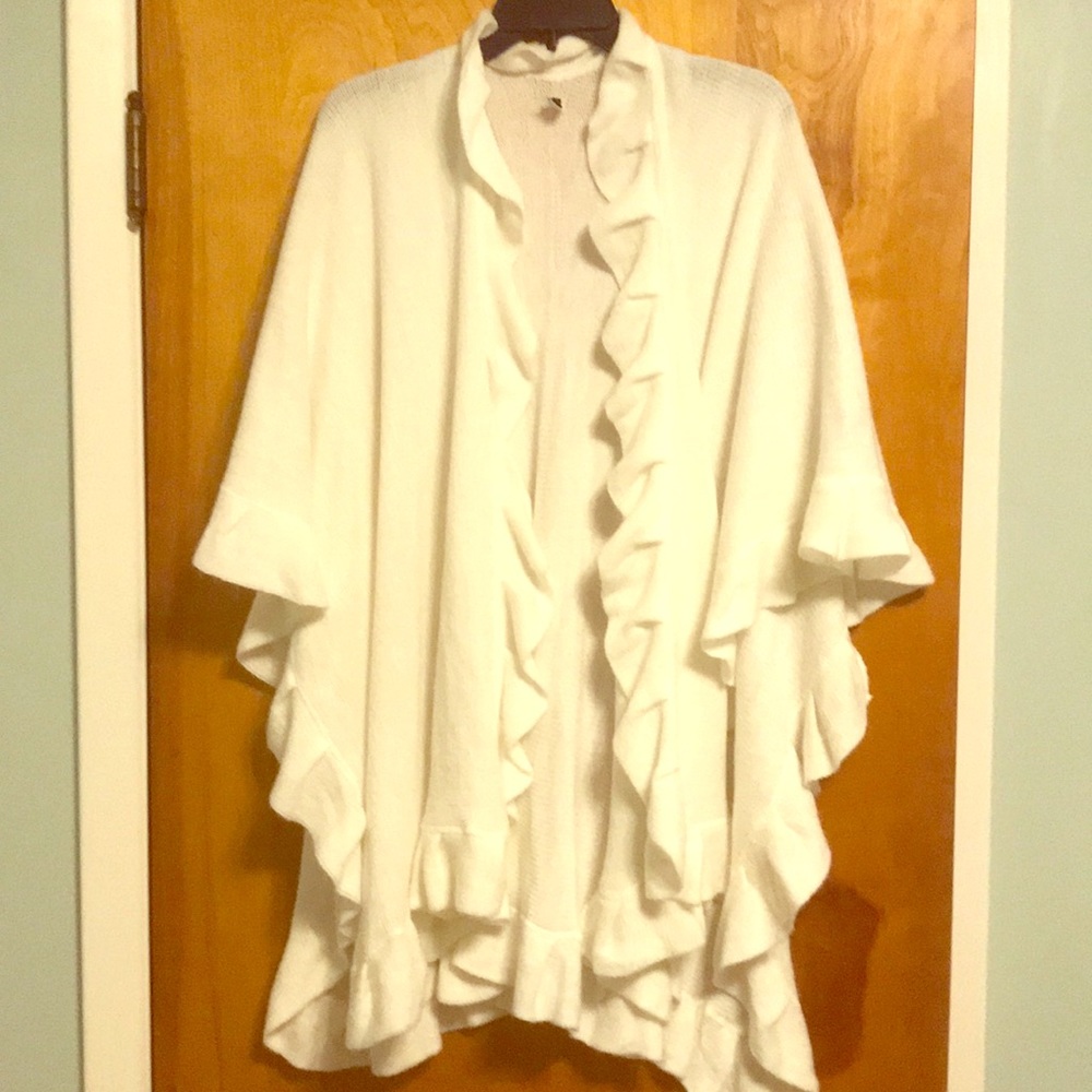 White Ruffled Shawl